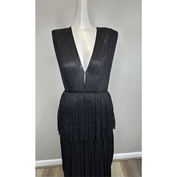 Sabina Musayev Skylar Tiered Metallic Maxi Dress Black Size Small $570 - Picture 5 of 11
